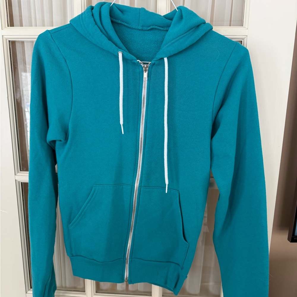 American Apparel Teal Zip-Up Hoodie